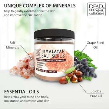 Dead Sea Collection Salt Body Scrub - Large 23.28 OZ - with Himalayan Salt, Pure Oils and Dead Sea Minerals