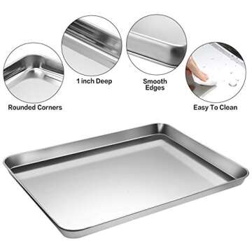 Stainless Steel Baking Sheet Tray Cooling Rack with Silicone Baking Mat Set, Cookie Pan with Cooling Rack, Set of 6 (2 Sheets + 2 Racks + 2 Mats), Size 16 x 12 x 1 Inch, Easy Clean