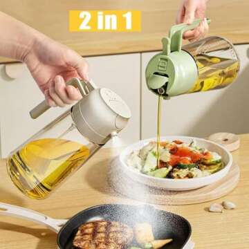 Kitchenmaiden 2 In 1 Oil Dispenser, kitchenaids 2-in-1 Oil Dispenser And Oil Sprayer, 470ml Kitchen 2-in-1 Oil Sprayer And Dispenser Bottle