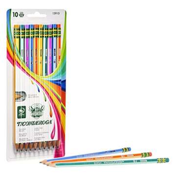 Ticonderoga Striped Wood-Cased Pencils - Assorted Colors