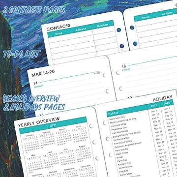 2021-2022 Planner Refill - 2021-2022 Weekly & Monthly Planner Refill, A6 Planner Inserts, 3-3/4" x 6-3/4", July 2021- June 2022, Loose Leaf paper, 6-Hole Punched