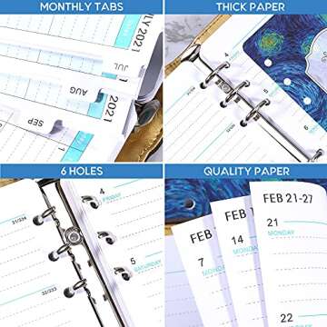 2021-2022 Planner Refill - 2021-2022 Weekly & Monthly Planner Refill, A6 Planner Inserts, 3-3/4" x 6-3/4", July 2021- June 2022, Loose Leaf paper, 6-Hole Punched