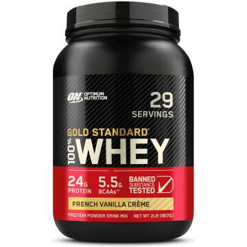 Optimum Nutrition Gold Standard 100% Whey Protein Powder, French Vanilla Creme, 2 Pound (Packaging May Vary)