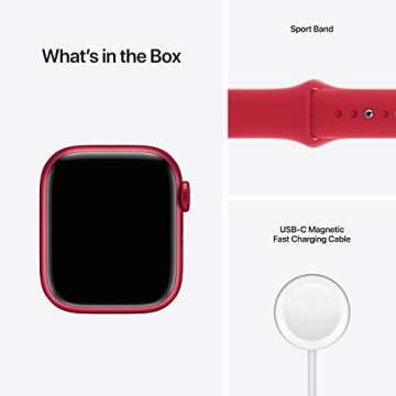 Apple Watch Series 7 (GPS, 41MM) - Red Aluminum Case with Red Sport Band (Renewed)