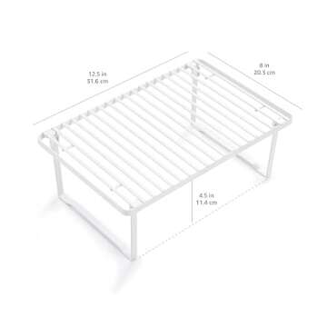 Amazon Basics Stackable Metal Kitchen Storage Shelves, Set of 2 - White, 12.5" L x 8" D x 4.5" H