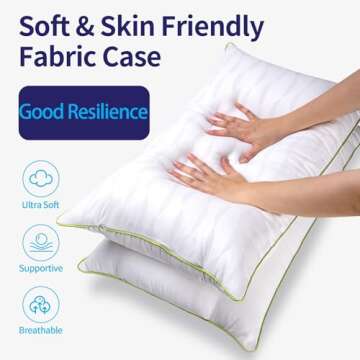 HKYLRAN Adjustable King Size Pillows Set of 2 - Cooling and Soft Down Alternative