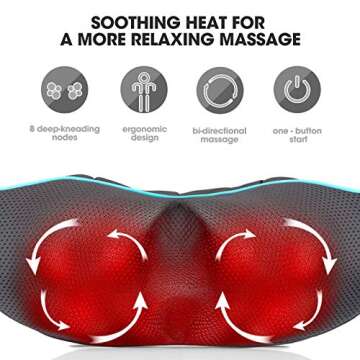 MagicMakers Neck Massager with Heat - Electric Shiatsu Deep Kneading Back Massage for Neck Pain, Shoulder, Waist, Relax Gift for Her/Him/Women/Men/Dad/Mom/Christmas/Mothers Day/Fathers Gifts