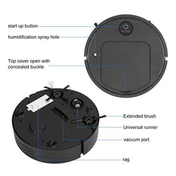 Mokernali Robot Vacuum Cleaner 3 in 1 Mop and Sweep Smart Robotic Vacuums with USB Charge Quiet & Cleaning for Pet Hairs, Dust, Scrums, Hardwood Floors & Carpets