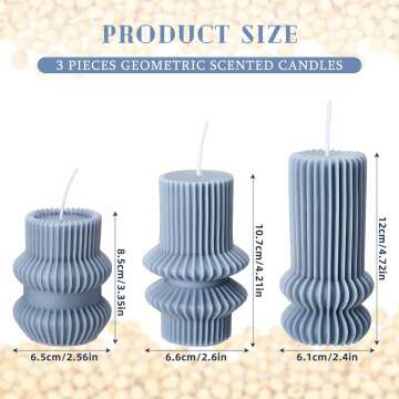 Scented Ribbed Pillar Candles Set - Modern Design