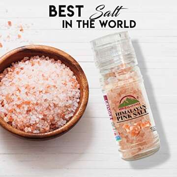 Himalayan Chef Pink Salt and Black Pepper Grinder Set – Refillable Glass Grinder, 5.3 Ounce, Non-GMO, Vegan & Kosher Certified, Perfect for Cooking and Seasoning