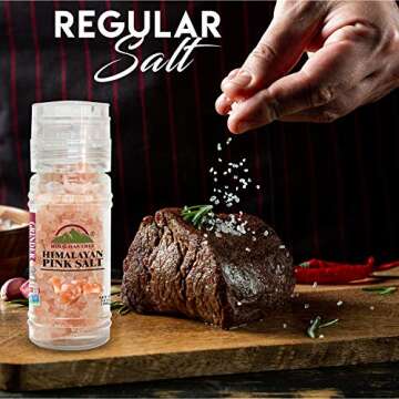 Himalayan Chef Pink Salt and Black Pepper Grinder Set – Refillable Glass Grinder, 5.3 Ounce, Non-GMO, Vegan & Kosher Certified, Perfect for Cooking and Seasoning