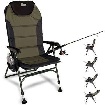 Earth Products Store Ultimate 4-Position Adjustable Outdoor Fishing Chair w/Adjustable Front Legs - 300LBS (MAX Load)