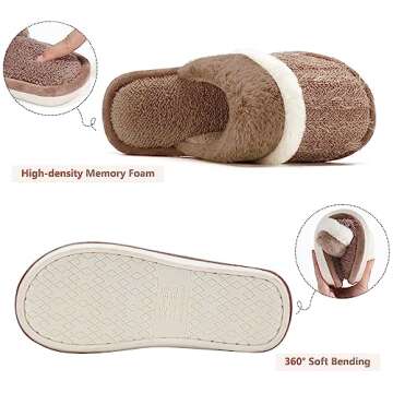 Cozy Slippers for Women Indoor and Outdoor Fuzzy House Shoes with Memory Foam Anti-Skid Sole Gifts for Women Mom Ladies