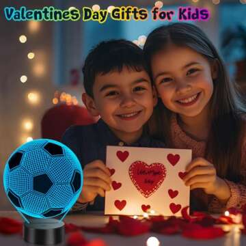 Linkax Valentines Day Gifts for Kids Teens Boys, Soccer Gifts for Boys, Soccer Ball Toys for Ages 8-13 3D Illusion Night Light, 8 9 10 11 12 Year Old Boy Birthday Gift, Football Sport Fan Room Decor