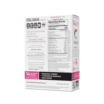 CELSIUS On-the-Go Powder Sticks Dragonfruit Lime - Energizing 14 Pack