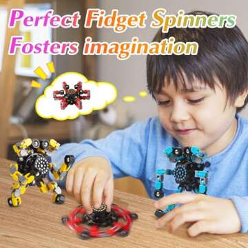 Gokeey Transformable Fidget Spinners 3 Pcs for Kids and Adults Stress Relief Sensory Toys for Boys and Girls Fingertip Gyros for ADHD Autism for Kids