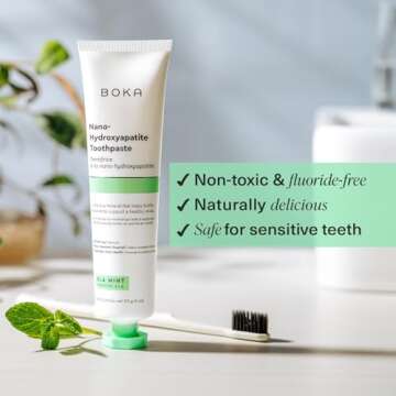 Boka Fluoride Free Toothpaste Nano Hydroxyapatite, Helps Remineralize, Appropriate for Sensitive Teeth, Whitening - for Adult, Kids Oral Care - Ela Mint Flavor, 4 Fl Oz 1Pk US Manufactured