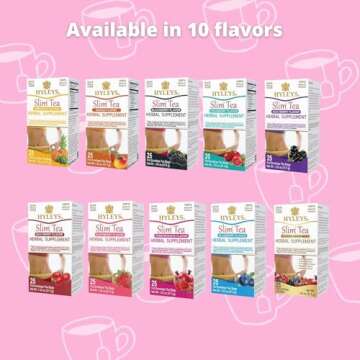 Hyleys Slim Tea 5 Flavor Assortment - Weight Loss Herbal Supplement Cleanse and Detox - 25 Tea Bags (1 Pack)