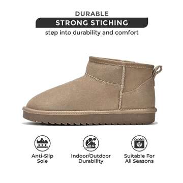 Project Cloud Genuine Suede Ankle Boots for Women - Water Resistant Winter Boots for Women - Memory Foam Insole Trending Shoes for Women - Comfortable Women's Ankle Boots (Hippy, Taupe, 5.5)