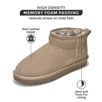 Project Cloud Genuine Suede Ankle Boots for Women - Water Resistant Winter Boots for Women - Memory Foam Insole Trending Shoes for Women - Comfortable Women's Ankle Boots (Hippy, Taupe, 5.5)