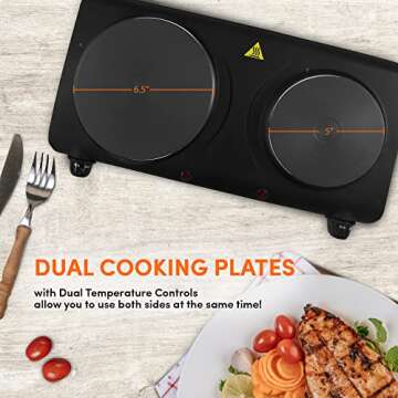 Elite Gourmet Double Cast Iron Burner - 1500W Hot Plate