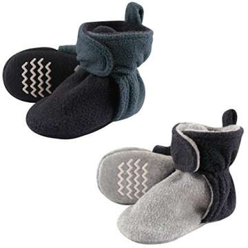 Hudson Baby Unisex Cozy Fleece Booties - Soft Blue Gray for 0-6 Months