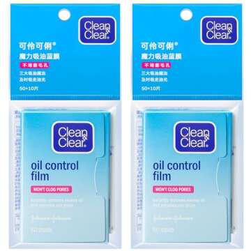 Oil Control Film Replacment for Clean & Clear Oil-Absorbing Sheets,2 Pack(total 120sheets)Oil Blotting Sheets For Face,9%Larger Makeup Friendly High-performance Handy Face Blotting Paper for Oily Skin