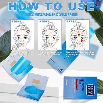 Oil Control Film Replacment for Clean & Clear Oil-Absorbing Sheets,2 Pack(total 120sheets)Oil Blotting Sheets For Face,9%Larger Makeup Friendly High-performance Handy Face Blotting Paper for Oily Skin