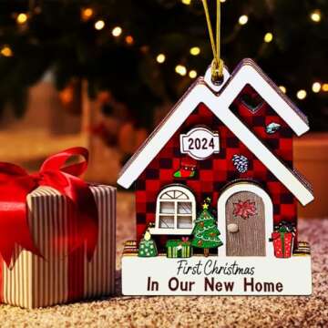 JUNQIU New Home Ornament 2024- Housewarming Gifts New Home, New House New Beginning, House Warming Gift for Women, Couple, homeowners, New Home Gift Ideas - First Home Christmas Ornament 2024