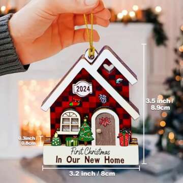 JUNQIU New Home Ornament 2024- Housewarming Gifts New Home, New House New Beginning, House Warming Gift for Women, Couple, homeowners, New Home Gift Ideas - First Home Christmas Ornament 2024