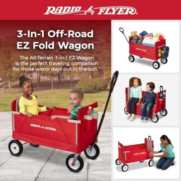 Radio Flyer Stroller Wagon for Kids and Cargo, All-Terrain Wagon with Rubber Tires, Red