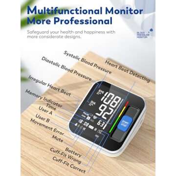 Blood Pressure Monitors for Home Use Upper Arm, Accurate Cuff 8.7”-15.7” Monitor with Large Backlight Display 2 Users 240 Sets Memory & HR Detection, Digital BP Machine with Carrying Case