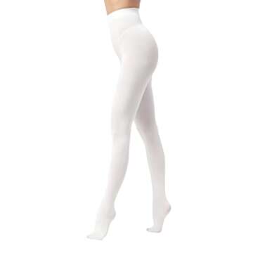 EVERSWE Women's 80 Den Soft Opaque Tights, Women's Tights (Large/X-Large, White)