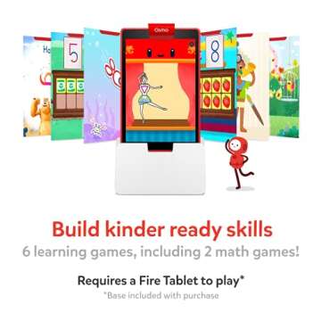 Osmo - Little Genius Starter Kit for Fire Tablet + Early Math Adventure - Valentine Toy - 6 Educational Games-Counting, Shapes & Phonics-STEM Gifts-Ages 3 4 5(Tablet Base Included)