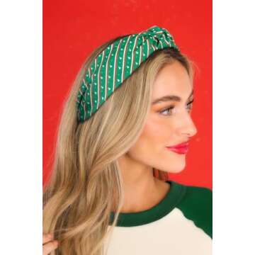 Christmas Headbands for Women Girls Holiday Knotted Head Bands Festive Top Knot Headband Red Green Hair Hoops 3PCS Christmas Gifts Hair Accessories for Women