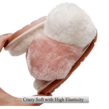 Crazy Lady Women's Fuzzy Fluffy House Slippers Cute Plush Memory Foam Shoes Cross Band Indoor Outdoor Open Toe Sandals(06/Pink, 7-8)