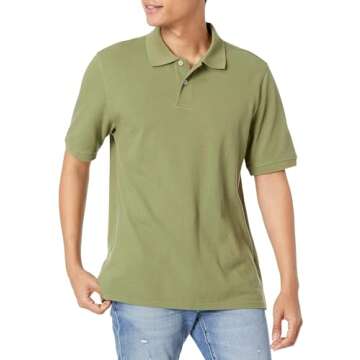 Men's Regular-Fit Cotton Pique Polo Shirt - Light Olive