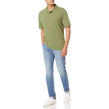 Men's Regular-Fit Cotton Pique Polo Shirt - Light Olive