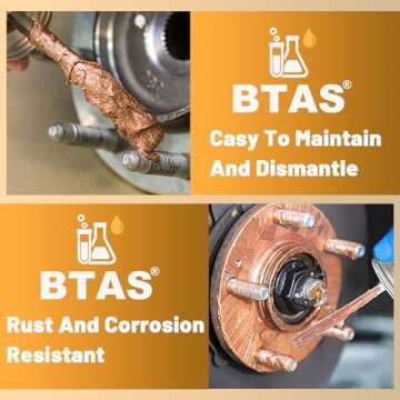 BTAS Copper Anti-Seize Lubricant 8 oz with Top Brush for Automotive Brake Calipers Hubs Spark Plug Threads Bolts and Nuts,Resistant High Temperature and Friction Wear Anti-Corrosion and Rust