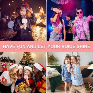 FDY Wireless Bluetooth Karaoke Microphone,Handheld Microphone Karaoke Machine for Kids, Karaoke Microphones Megaphone Suitable for All Smartphones PC(Q8 Rose Gold)