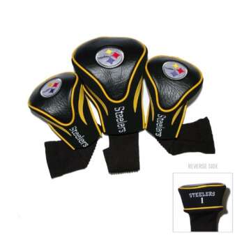 Team Golf NFL Pittsburgh Steelers Contour Golf Club Headcovers (3 Count) Numbered 1, 3, & X, Fits Oversized Drivers, Utility, Rescue & Fairway Clubs, Velour lined for Extra Club Protection