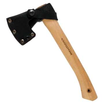 Condor Tool & Knife Greenland Hatchet | Solid Hatchet Axe with Handcrafted Welted Leather Sheath | 1060 High Carbon Steel Throwing Axe with a Burnt American Hickory Handle | 5.9in Blade | 32.1oz