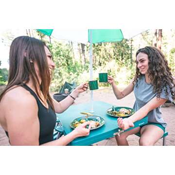 Stansport Green Picnic Table & Umbrella Combo - Perfect for Outdoor Dining