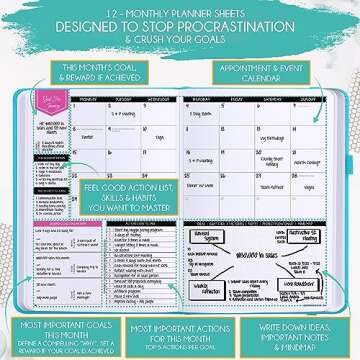 Law of Attraction Planner 2025 – Undated Hourly, Weekly & Monthly Goal Setting Planner, 12-Month to Increase Productivity | Life & Gratitude Journal, Include Foldable Vision Board, Gift Box & Stickers