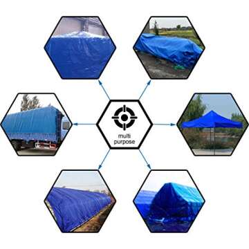 CARTMAN Finished Size 6x8 Feet Blue Poly Tarp 5 Mil Thick, Multipurpose Protective Cover for Camping, Tent, Boat, RV, Car