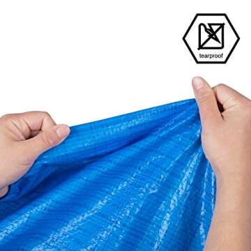 CARTMAN Finished Size 6x8 Feet Blue Poly Tarp 5 Mil Thick, Multipurpose Protective Cover for Camping, Tent, Boat, RV, Car