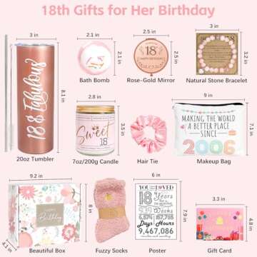 18th Birthday Gifts for Girls,10 Pieces Unique 18th Birthday Gifts for teen girls