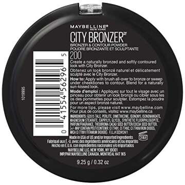 Maybelline New York City Bronzer Powder Makeup, Bronzer and Contour Powder, 200, 0.32 oz.