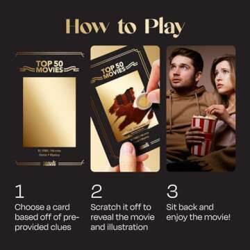 Premium Movie Night Scratch Off Cards – Gifts for Movie Lovers – End Movie Night Indecision With Movies From Top Databases – Stunning Illustrations - Husband Boyfriend Gift - Couples Gift Ideas