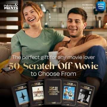 Premium Movie Night Scratch Off Cards – Gifts for Movie Lovers – End Movie Night Indecision With Movies From Top Databases – Stunning Illustrations - Husband Boyfriend Gift - Couples Gift Ideas